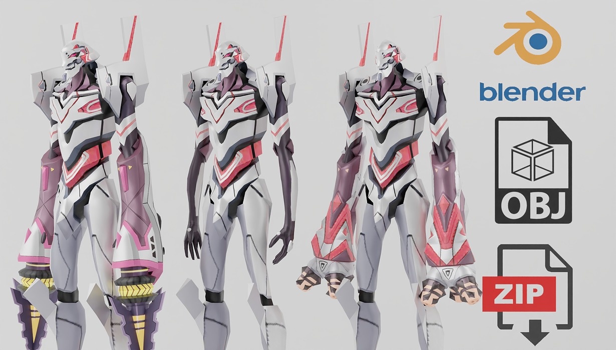 Evangelion EVA Unit 04 Textured Lowpoly