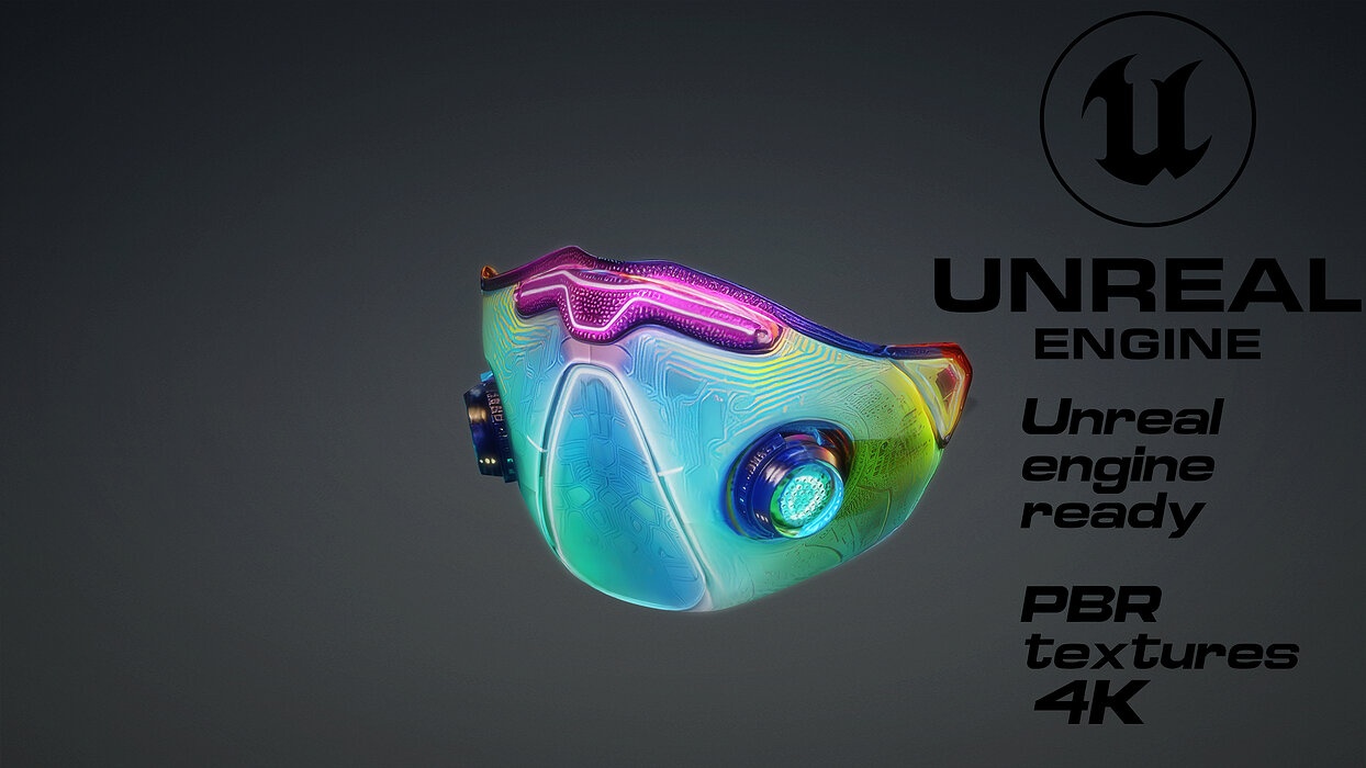Cyberpunk Gas Mask game ready UE5 FBX 