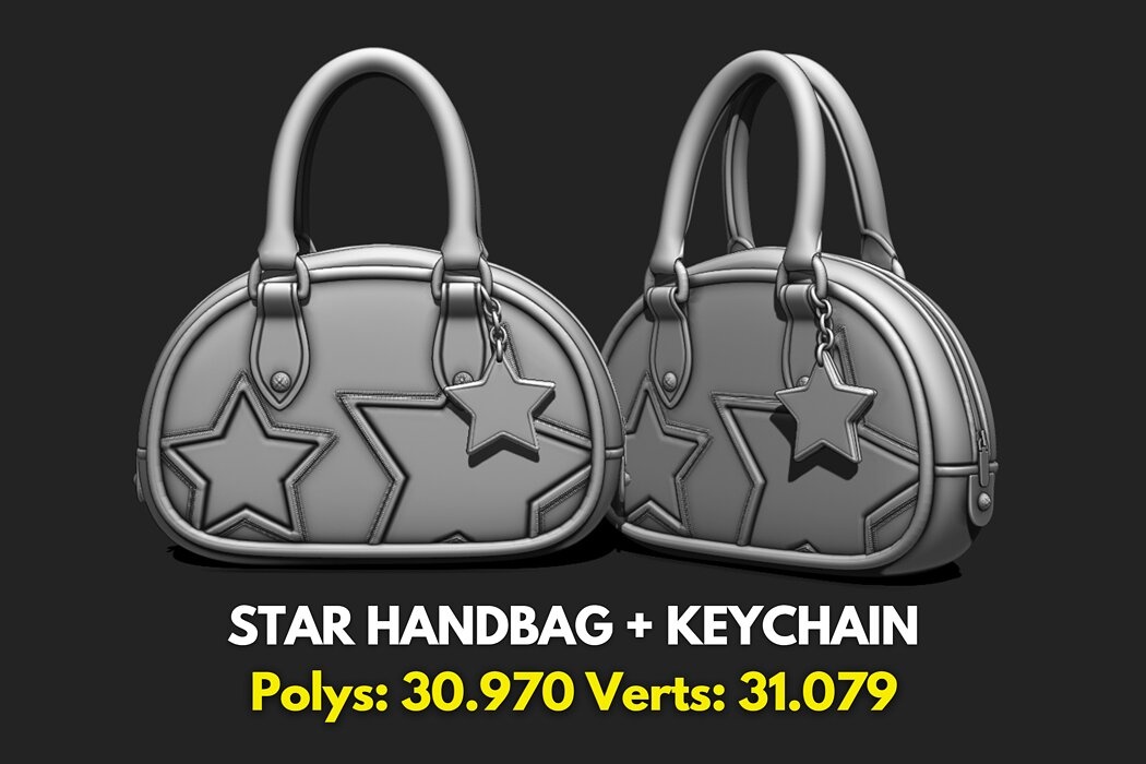 Handbag with Keychain - Star Details