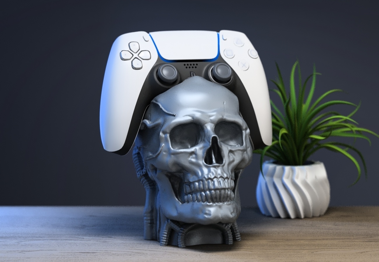 ROBOT SKULL PS5 CONTROLLER STAND, ROBOT SKULL HEAD BUST PS5CONTROLLER HOLDER, ROBOT SKULL PS5 CONTROLLER STAND, PERFECT GAMER GIFT, A291 (1)