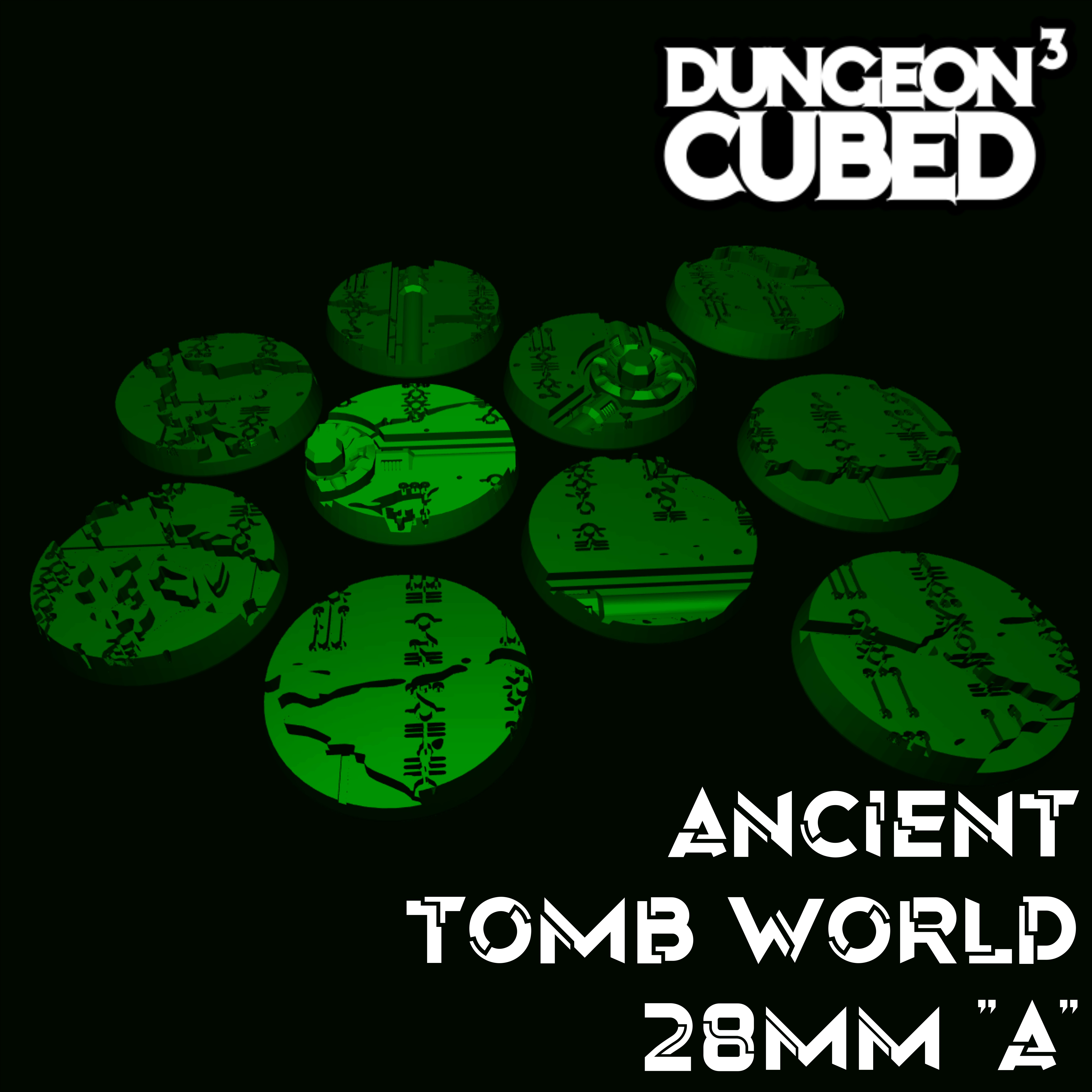NECRON ANCIENT TOMB WORLD BASES 28MM - SET A
