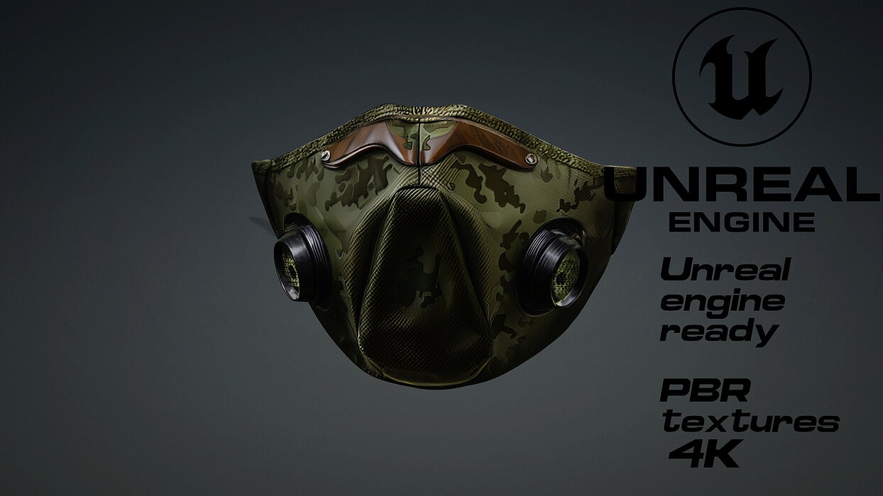 Apocalyptic Gas Mask game ready UE5 FBX