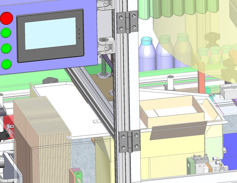industrial 3D model Opening and packing bottles equipment