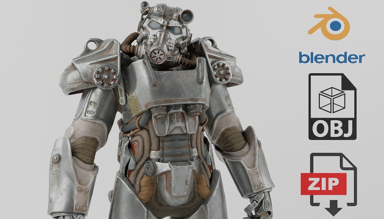 T-60 Power Armor FallOut Lowpoly