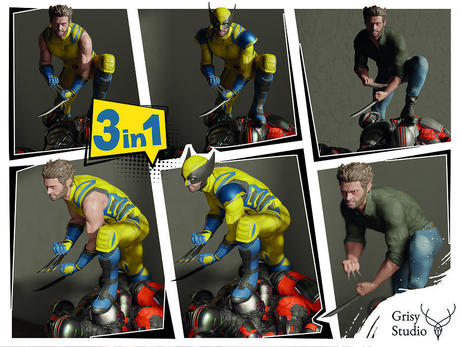 Wolverine - Logan 3d print 3 model in 1