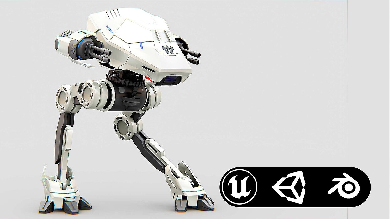 COMBAT DROID S-50 Rigged for Unreal Engine - Unity - MIXAMO 