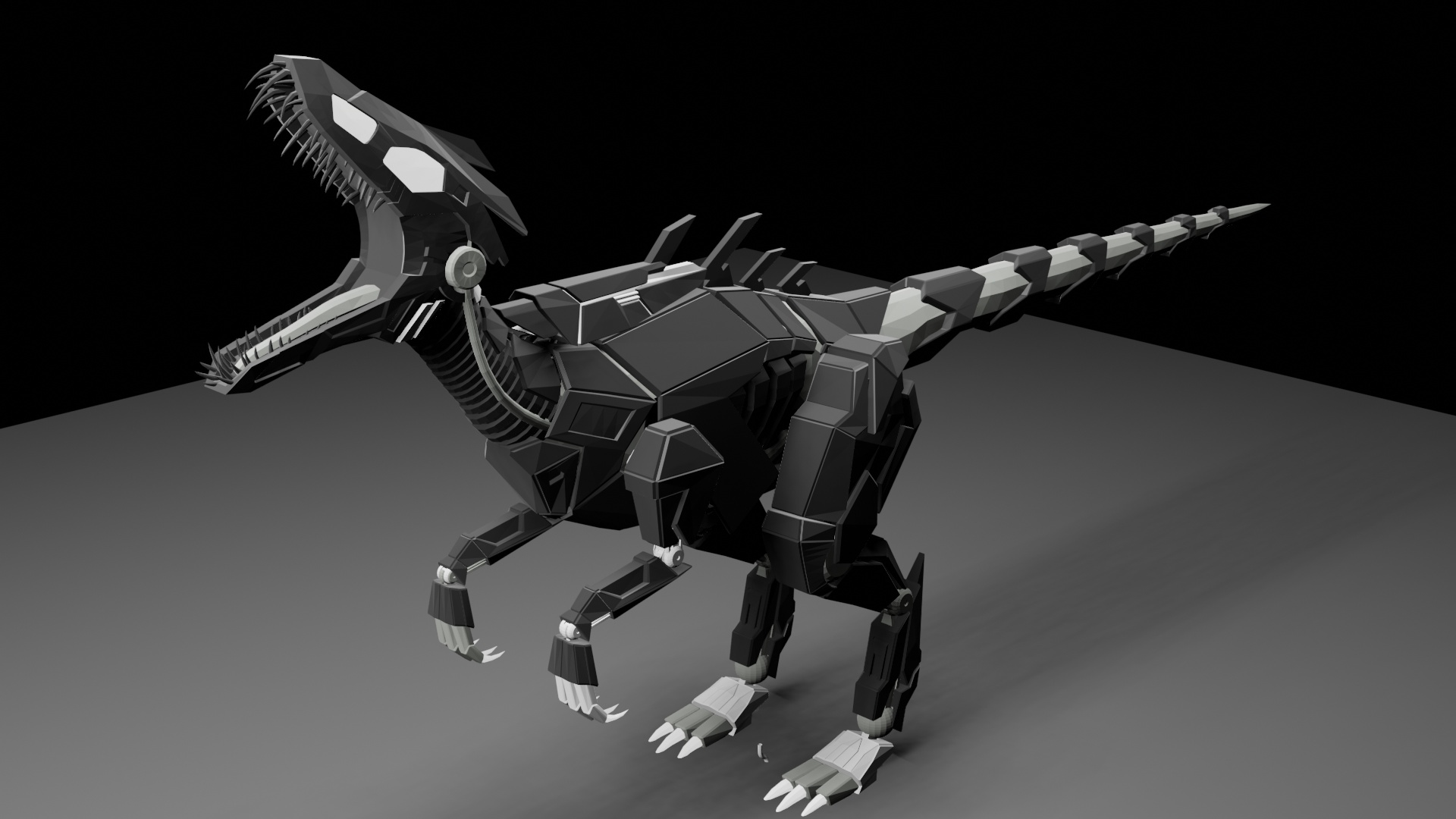 FUTURISTIC MASIAKASAURUS ROBOT RAPTOR 3D MODEL