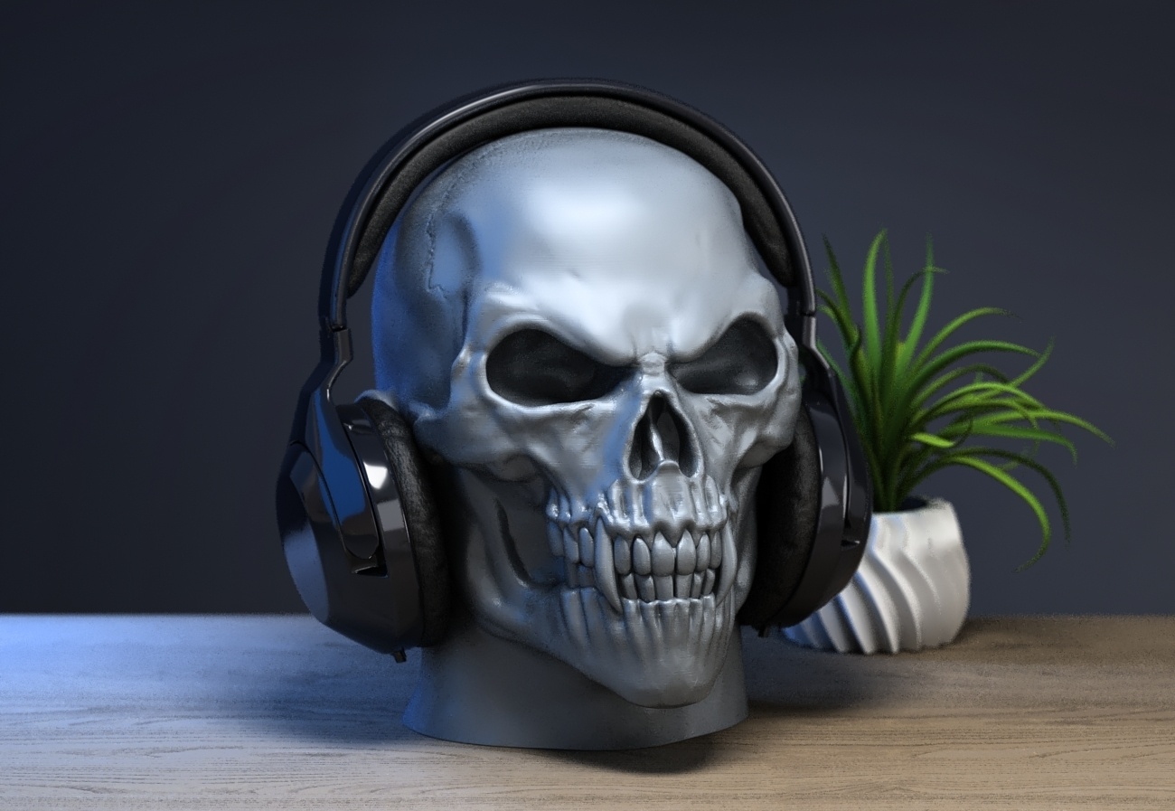 ROBOT SKULL HUMAN HEADPHONE STAND, CYBORG HEADSET STAND, PERFECT GAMER GIFT, SCI-FI FANS GIFT, ROBOT SKULL HUMAN HEADPHONE HOLDER A316 (1)-1