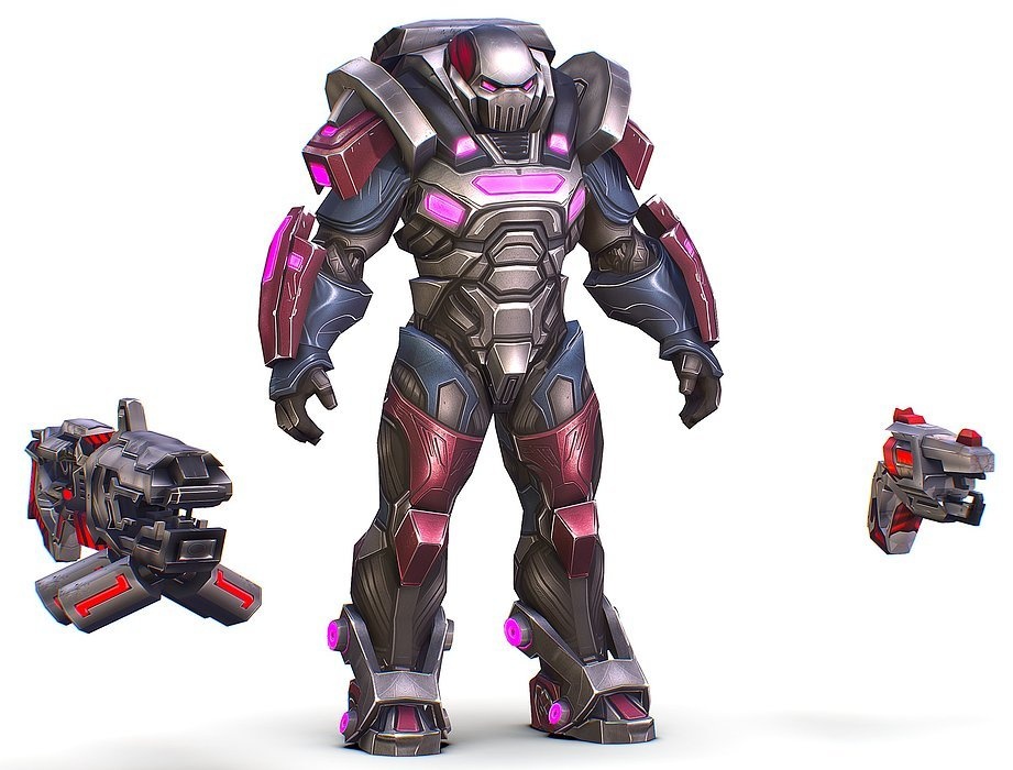 Cartoon Sci-Fi Cyborg Drone Heavy Machine Gunner