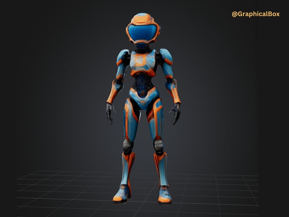 3D Female Astronaut Robot Model 