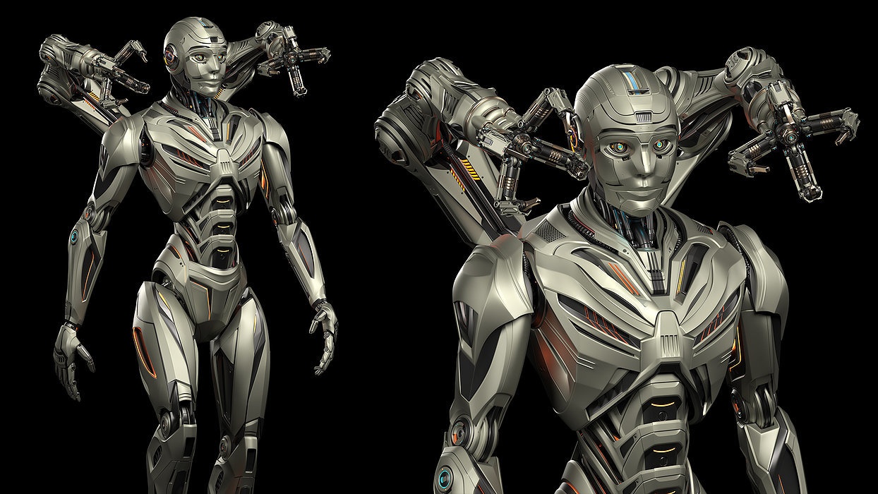 Robot Humanoid B2 - Rigged and Animated