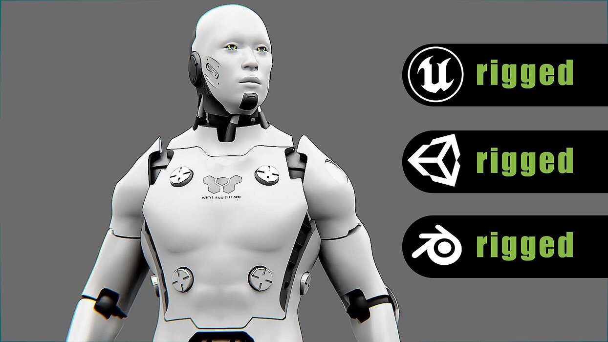 META HUMAN BOT-B Rigged for Unreal Engine - Unity - MIXAMO 
