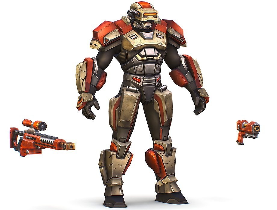 Cartoon Sci-Fi Cyborg Drone Sniper Soldier