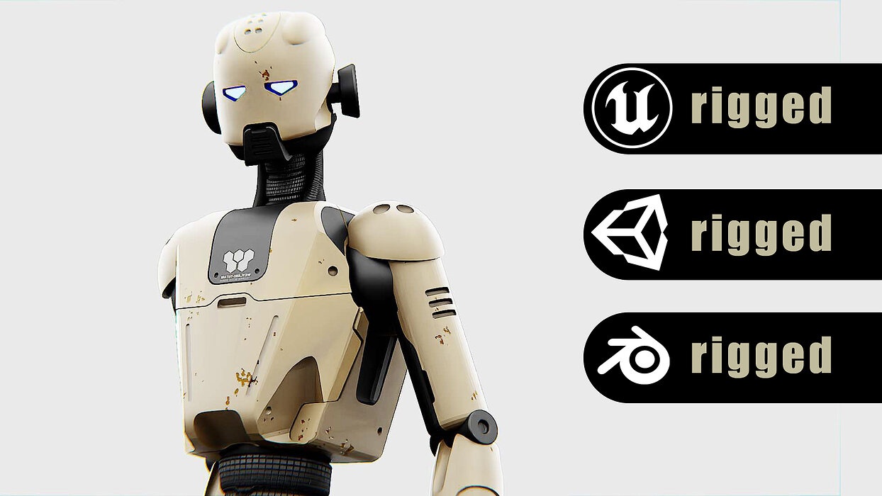 ANDROID JUNO-B  Rigged for Unreal Engine - Unity - MIXAMO 