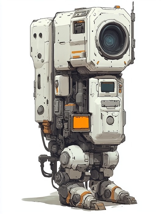 Scientific Android Mech with Scanner - Low Poly 3D Model