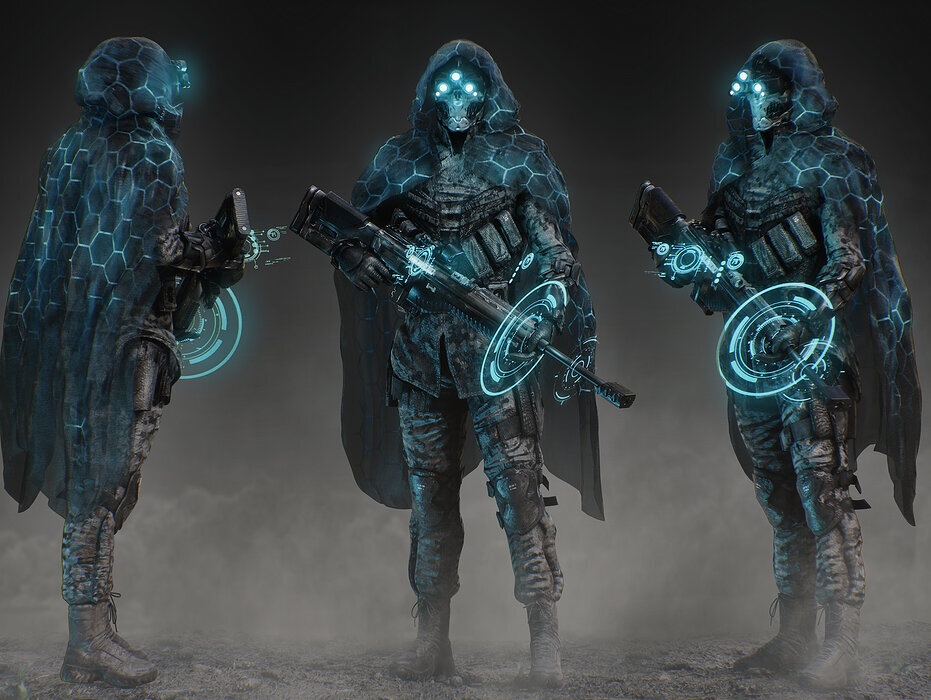 Sci Fi Stealth Sniper Soldier