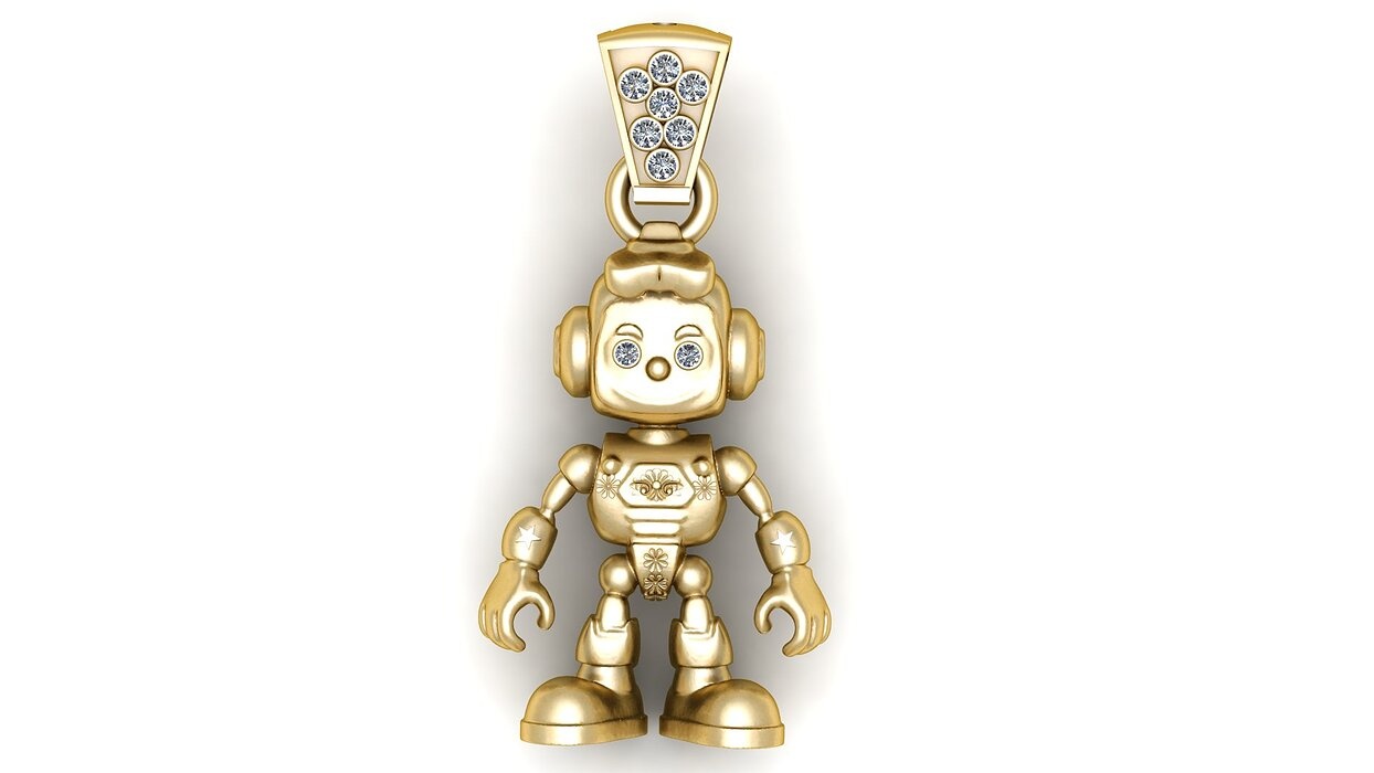 DIAMOND ROBOT PENDANT 3D PRINTABLE MODEL