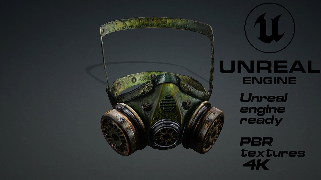 Apocalyptic Gas Mask game ready UE5 FBX