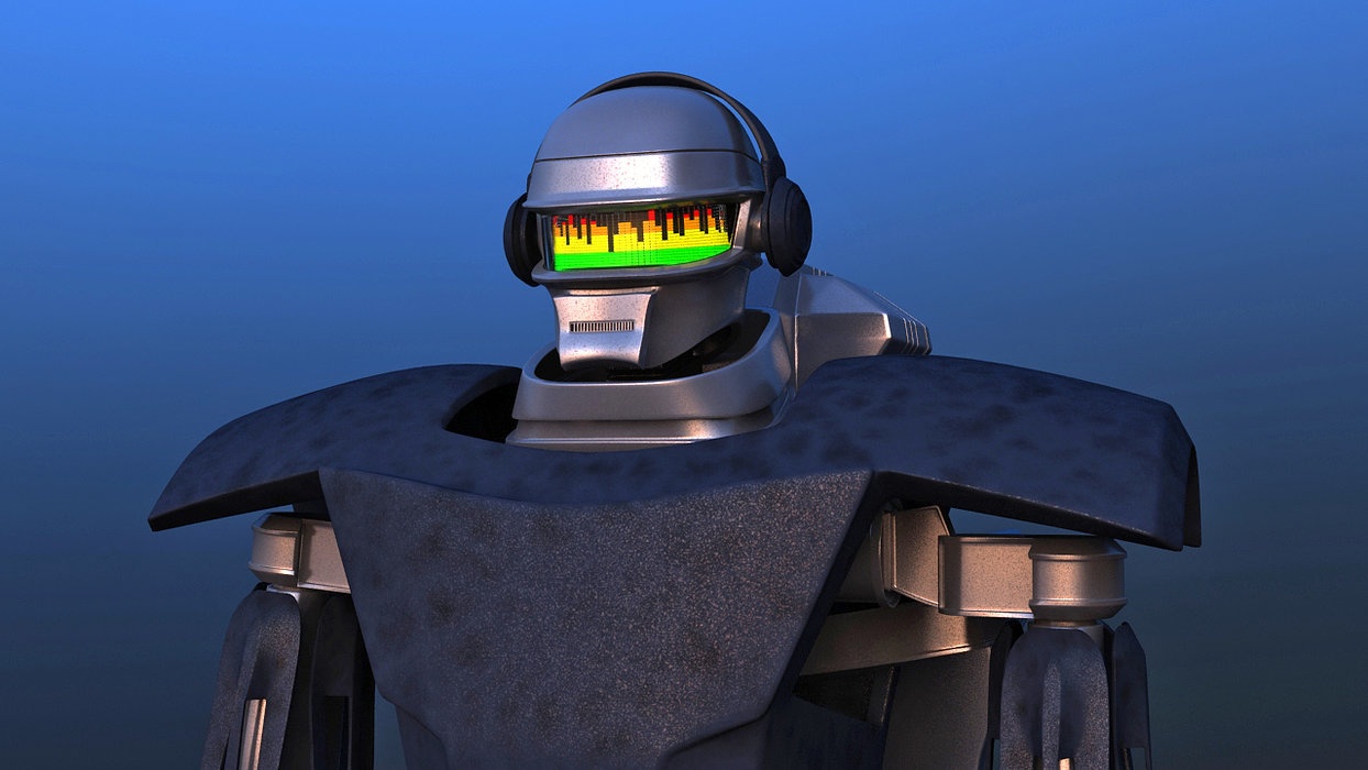 Futuristic Guitar Player Robot