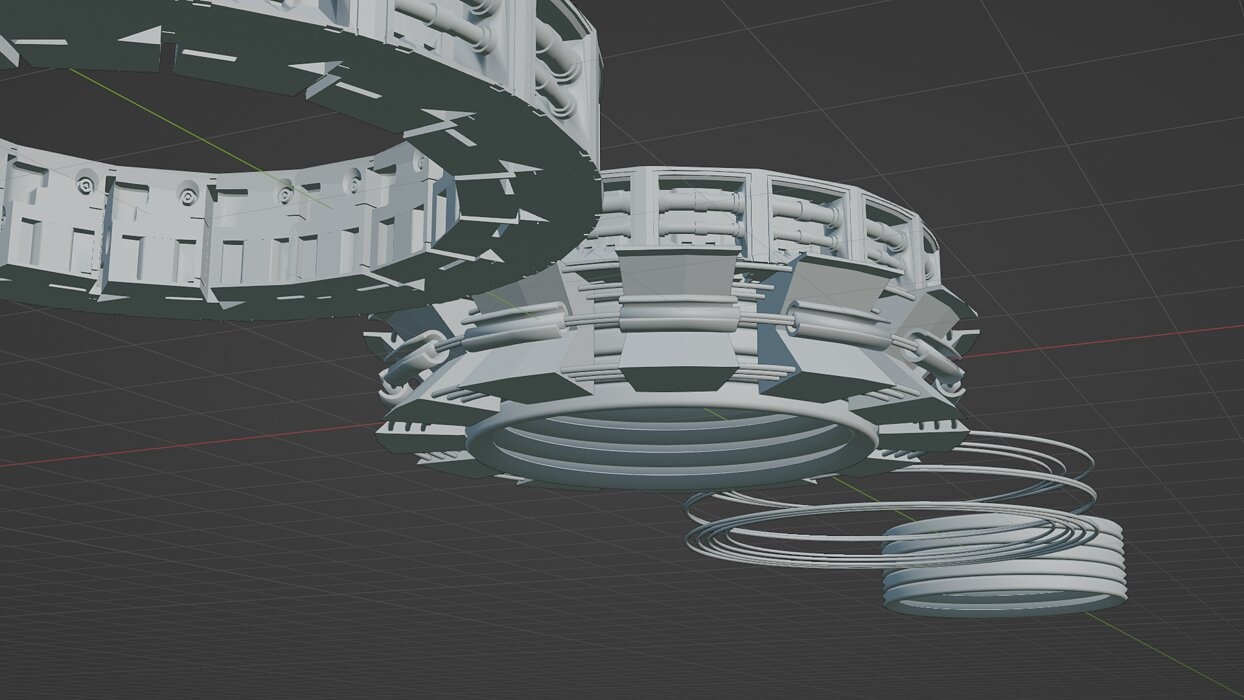sci-fi mech compontent circular kitbash 3D model