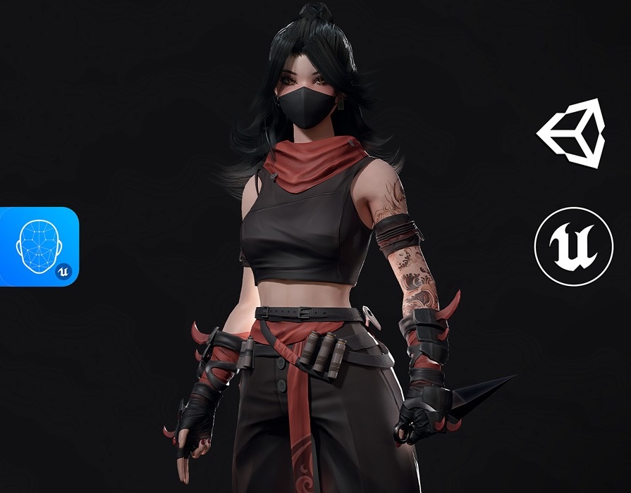 Cyberpunk Ninja Girl Vex - Game Ready
