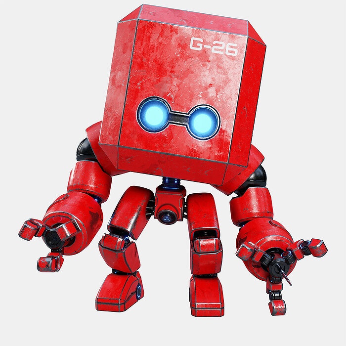 Cute Space Robot Rigged G-26 Red