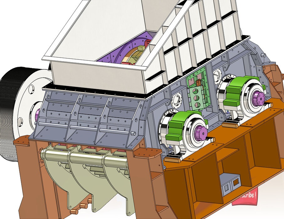 industrial 3D model Double rotor hammer mill 2m wide