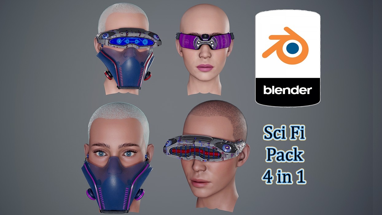 Sci fi Glasses Goggles and Mask Pack 1