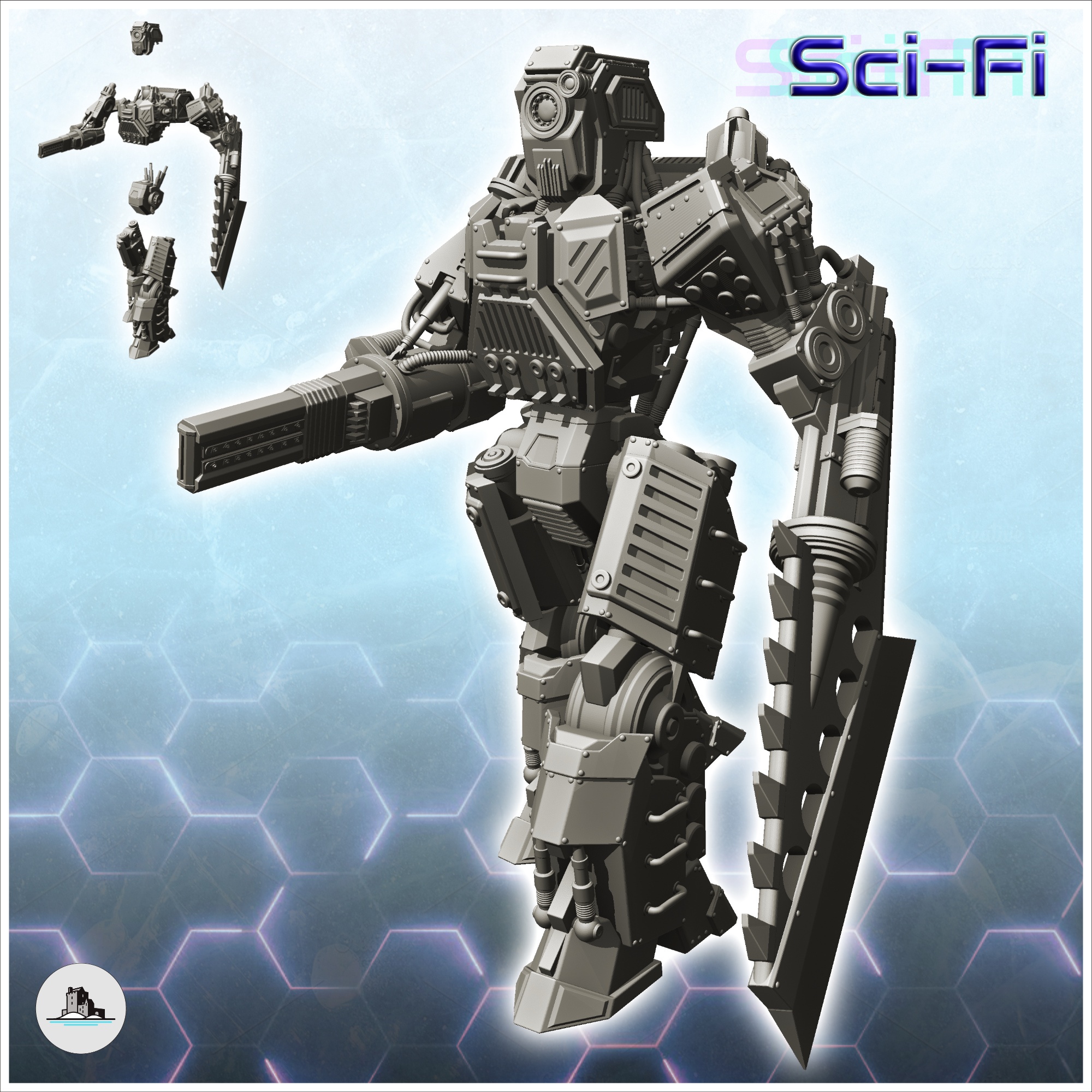 NUDOS COMBAT ROBOT (6) - FUTURE SCI-FI SF POST APOCALYPTIC TABLETOP SCIFI WARGAMING PLANETARY EXPLORATION RPG