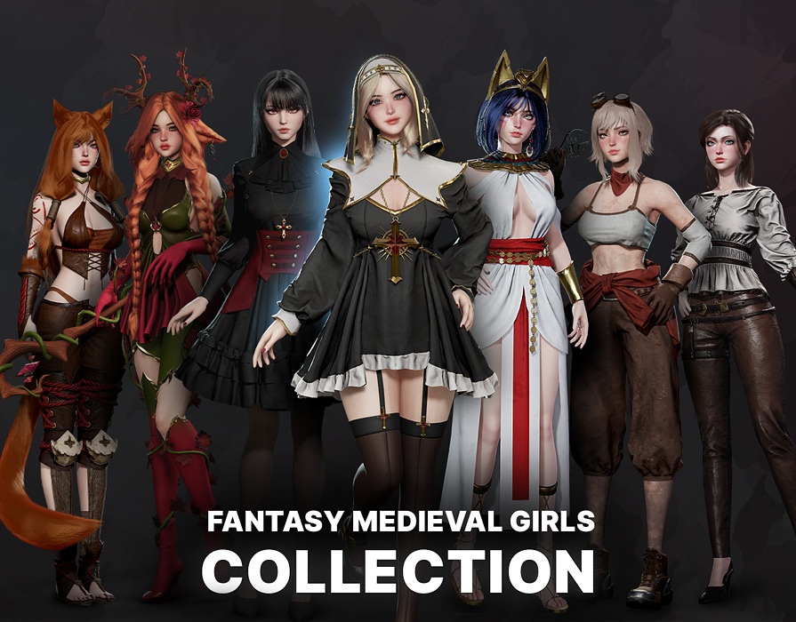 Fantasy Medieval Girls Collection - Game Ready
