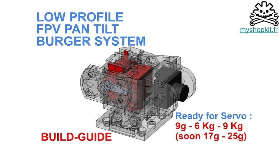 V1 Low Profile Pan Tilt FPV Camera Gimbal Burger System