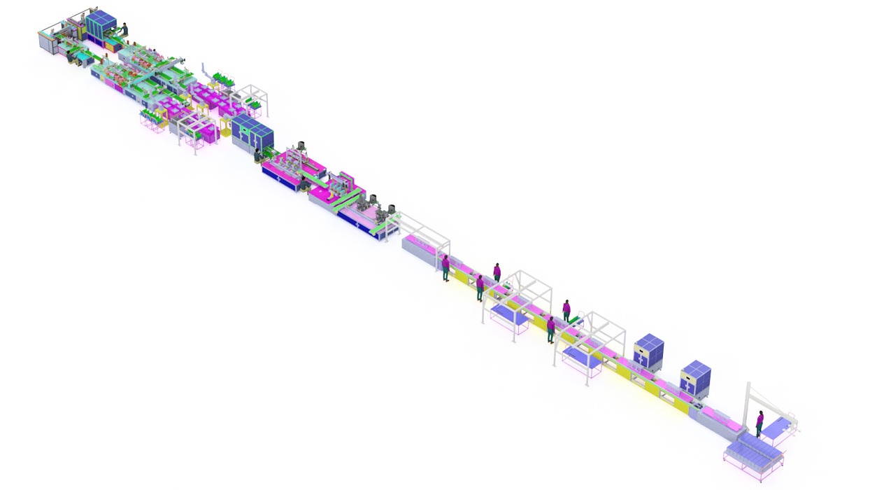 3D Model Design of Soft Pack Power Battery Assembly PACK Line