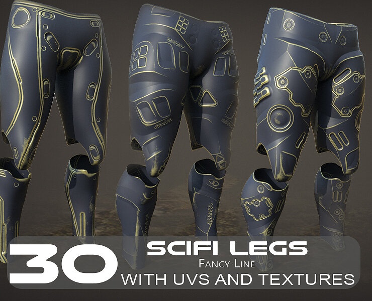 30 SCIFI LEGS with 4k Textures and UVS for ALL Softwares 