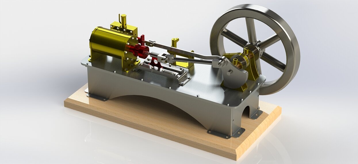 1 CYLINDER HORIZONTAL STEAM ENGINE WITH SLIDE VALVE