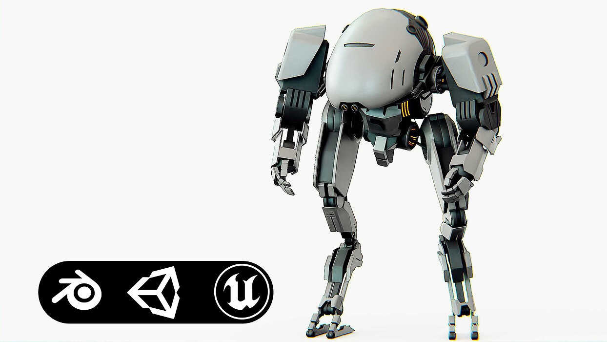 COMBAT DROID OMRON Rigged for Unreal Engine - Unity - MIXAMO