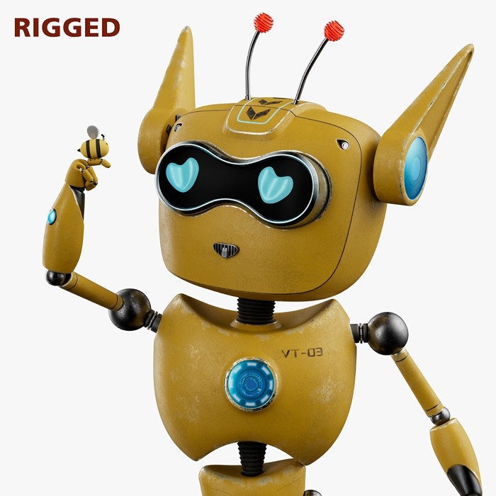 3D Robotic Character ROBO CAT WITH RIG