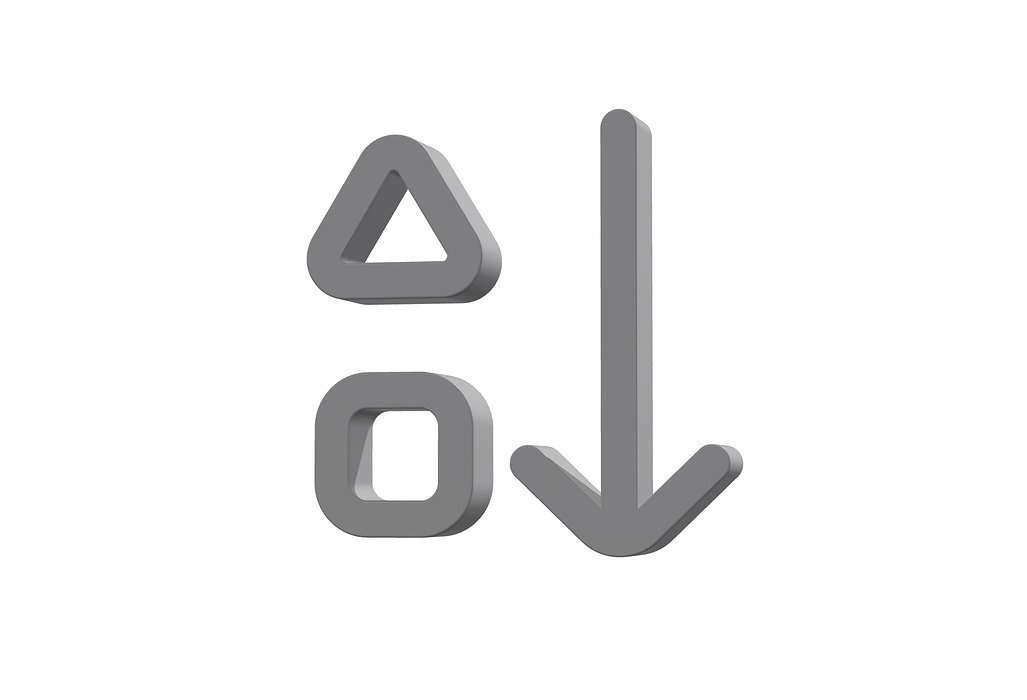 3d arrow down triangle square