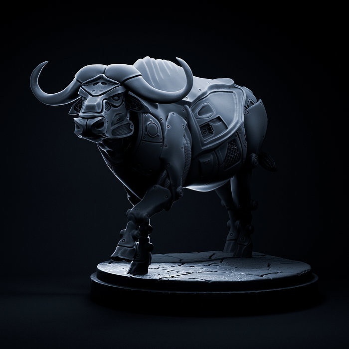 Cape Buffalo mecha robot - pre-supported