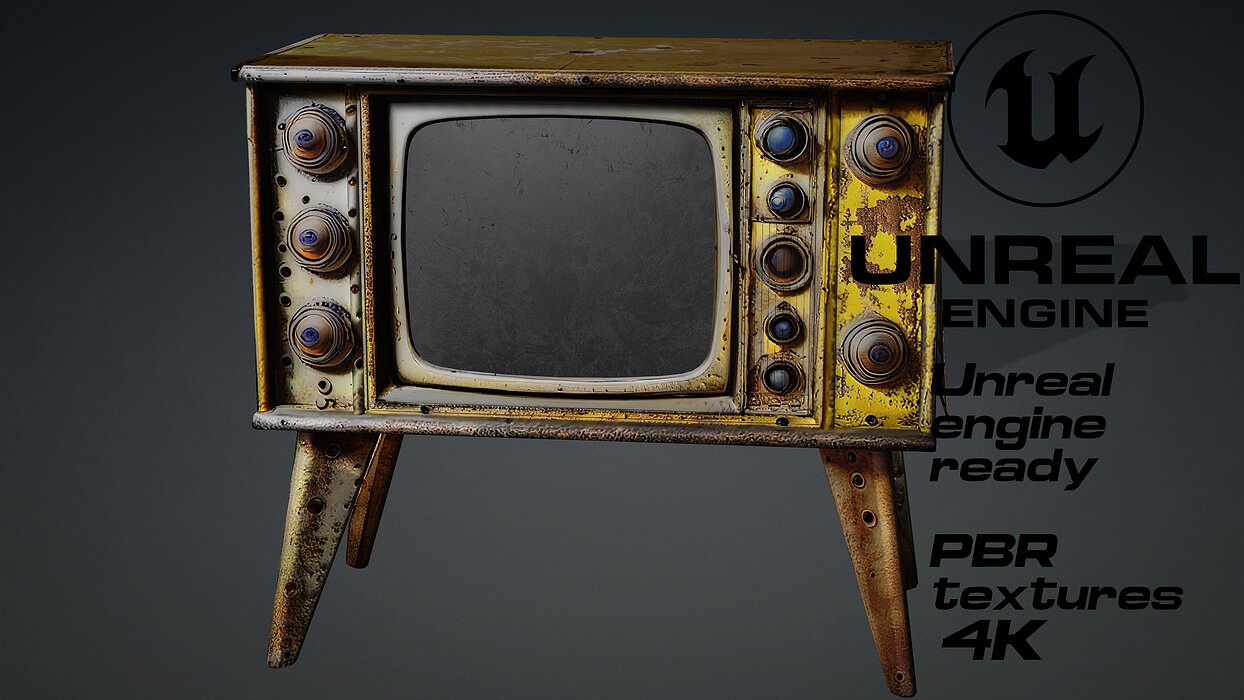 Old Steampunk televisor - vintage - Gas Mask game ready UE5 FBX