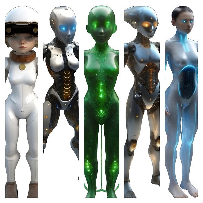 Futuristic Female Android Figurines Collection