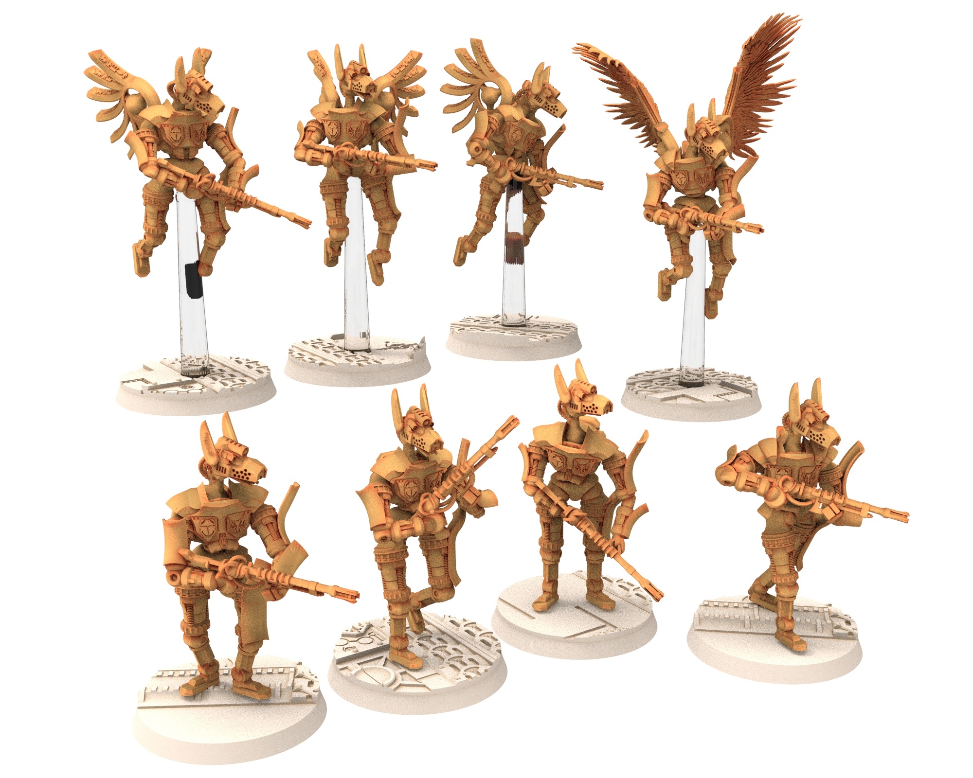 CINAN - ANUBIS - PERET - TYBI : LINE, BATTLE DRONE, SPACE ROBOT GUARDIANS OF THE NECROPOLIS, MODULAR POSABLE MINIATURES