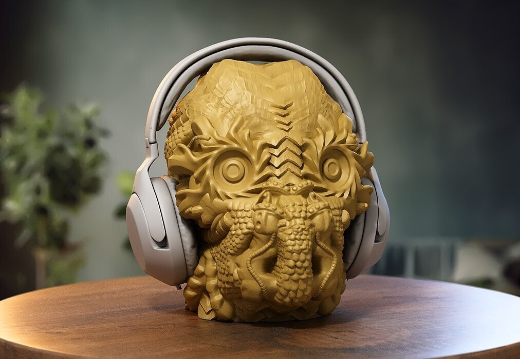 Skull robot dragon Headphone Stand Cyborg skull dragon Headset