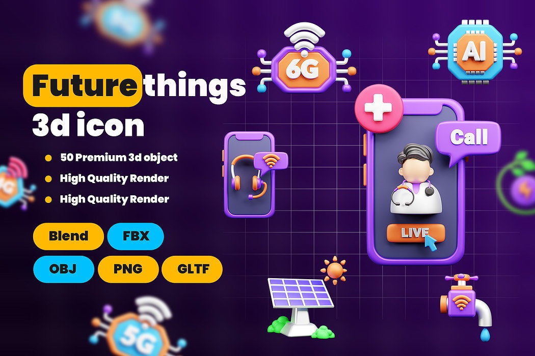Future things 3d Illustration  Icon Pack
