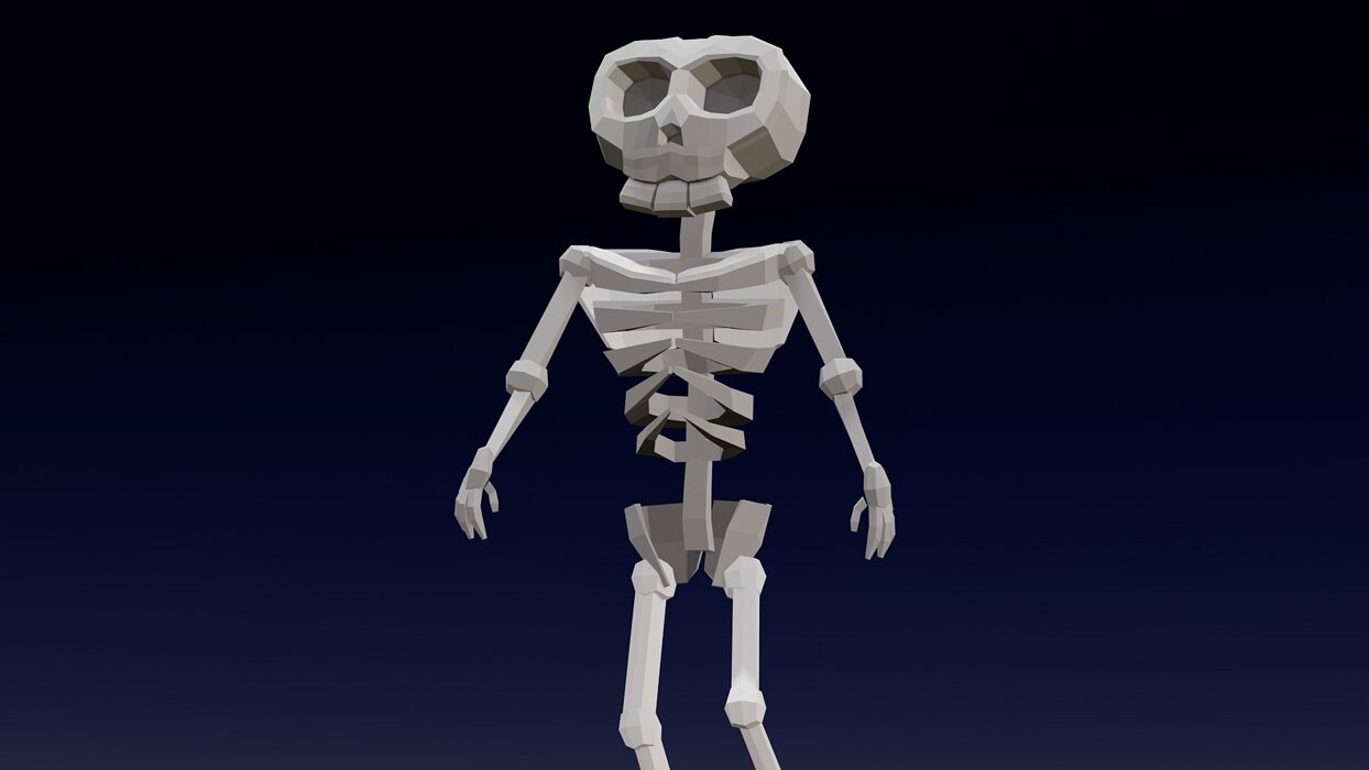 Cartoon Skeleton Animated Rigged 