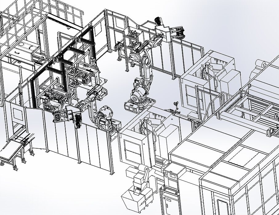 industrial 3D model crankcase lower body production line