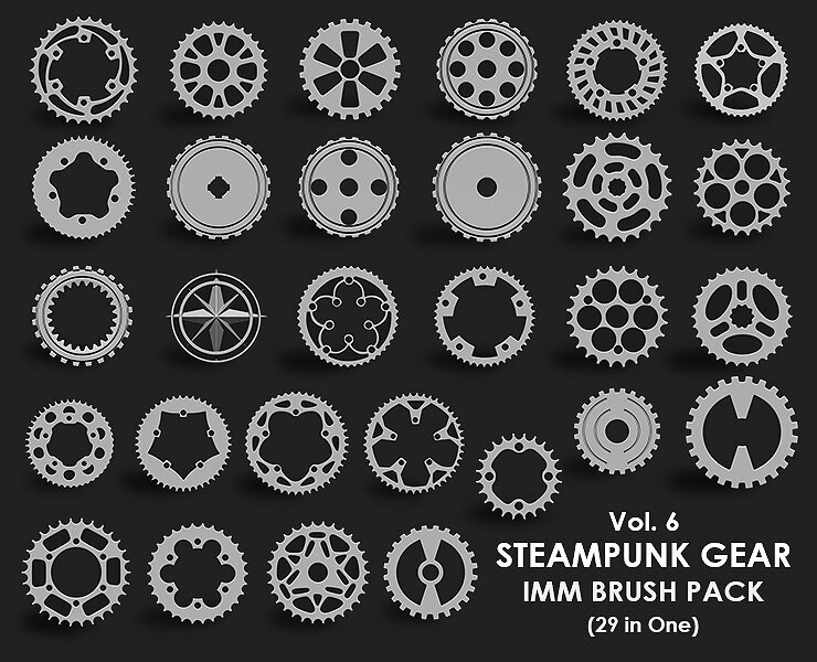 Steampunk Gears IMM Brush Pack 29 in One Vol 6