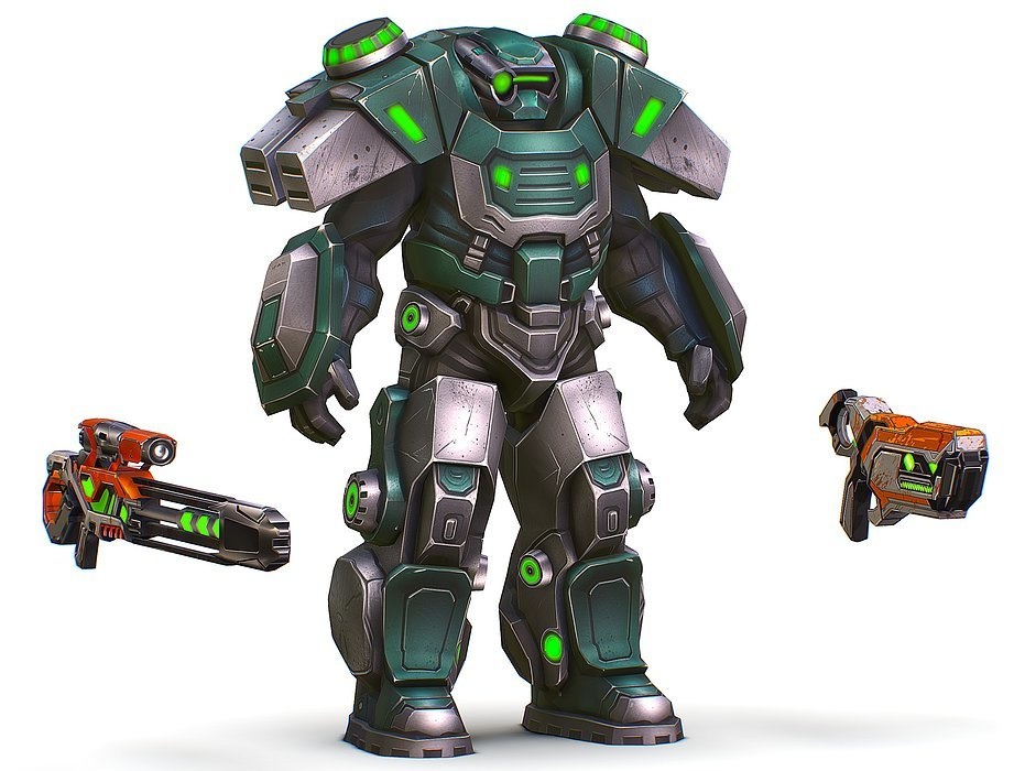 Cartoon Sci-Fi Cyborg Drone Sniper Soldier