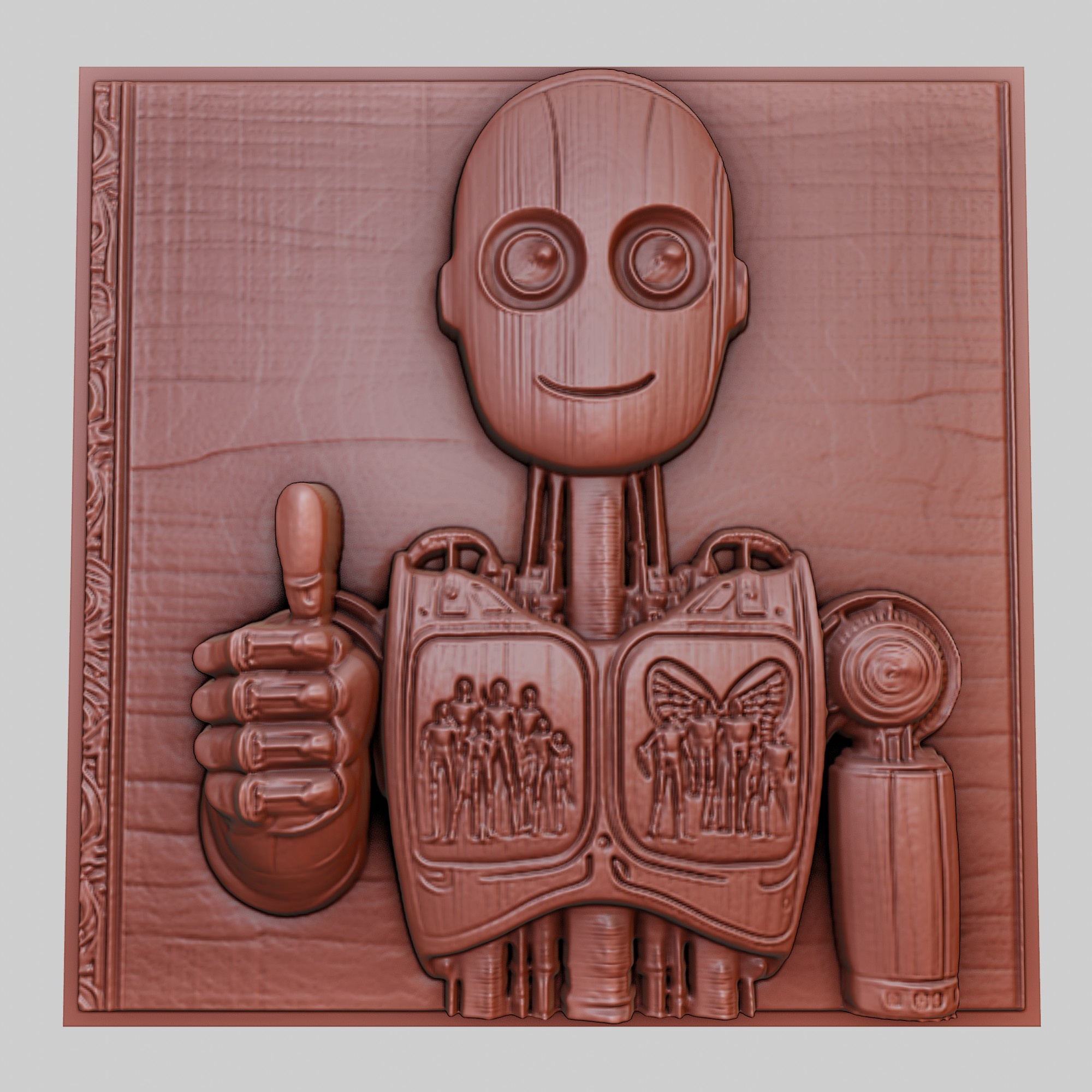 I, ROBOT 3D PRINTER RELIEF MEDALLION OBJ STL