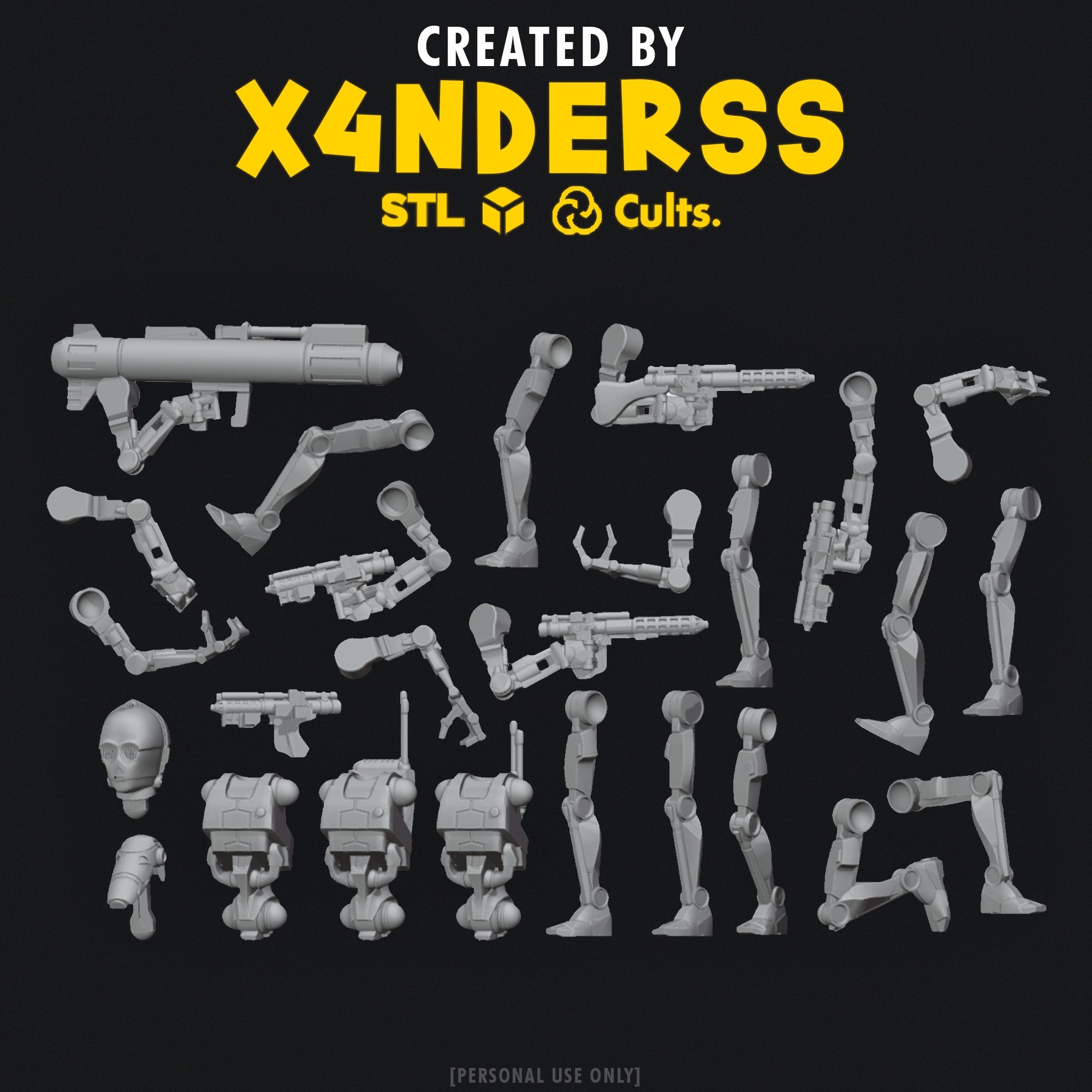 [X4NDERSS 1⁄48] MODULAR B1 DROID SET 2 • LEGION SCALE • TROOPER • FAN ART • STAR • TROOPERS • WARS • MARINE • SPACE • GALACTIC • SOLDIER • ROBOT • DROIDS •