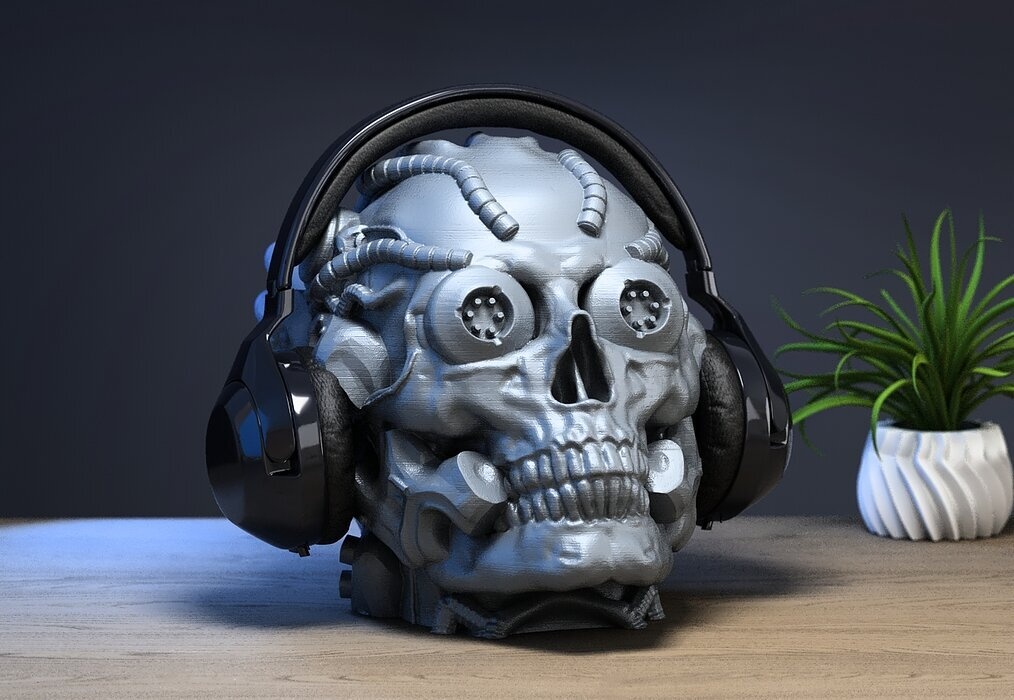 Robot Skull Headphone Stand Cyborg Headset Stand